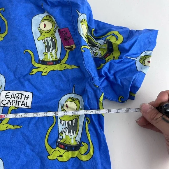 Cakeworthy x The Simpsons Kang & Kodos Button-Up Shirt Mens Small Blue Alien - Picture 7 of 9